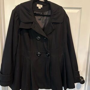 Cato Double-breasted Women's Elegant Black Pea Coat